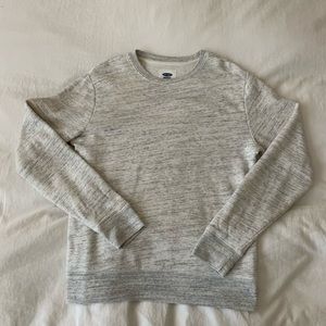 Heathered gray/white crewneck sweatshirt